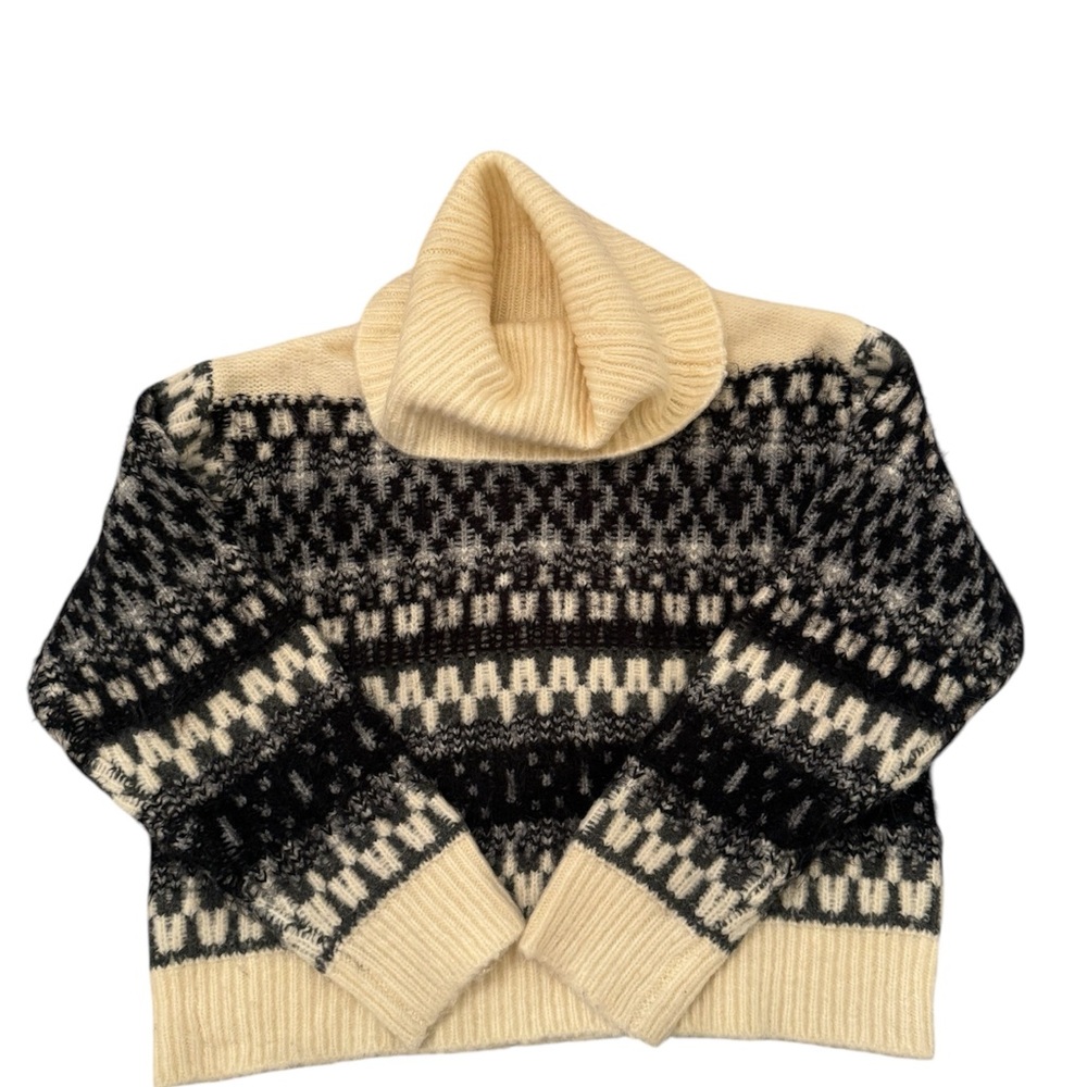 Cozy Black and Cream Turtleneck Sweater